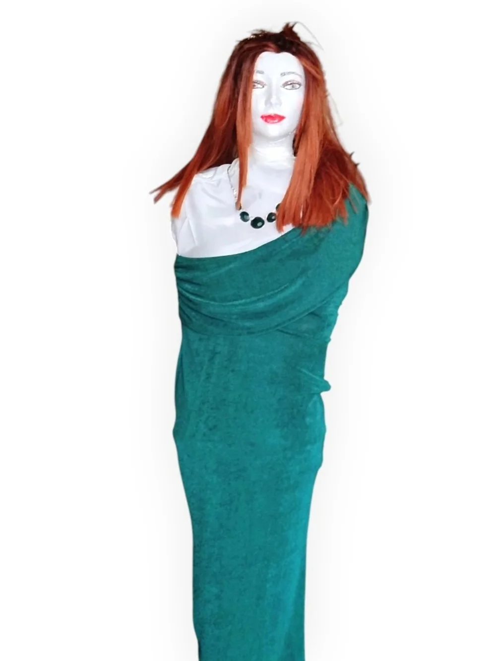 One-Shoulder Teal Evening Dress for Women - Picture 2 of 13